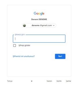 Google Mail Kullanıcı Adı Girme