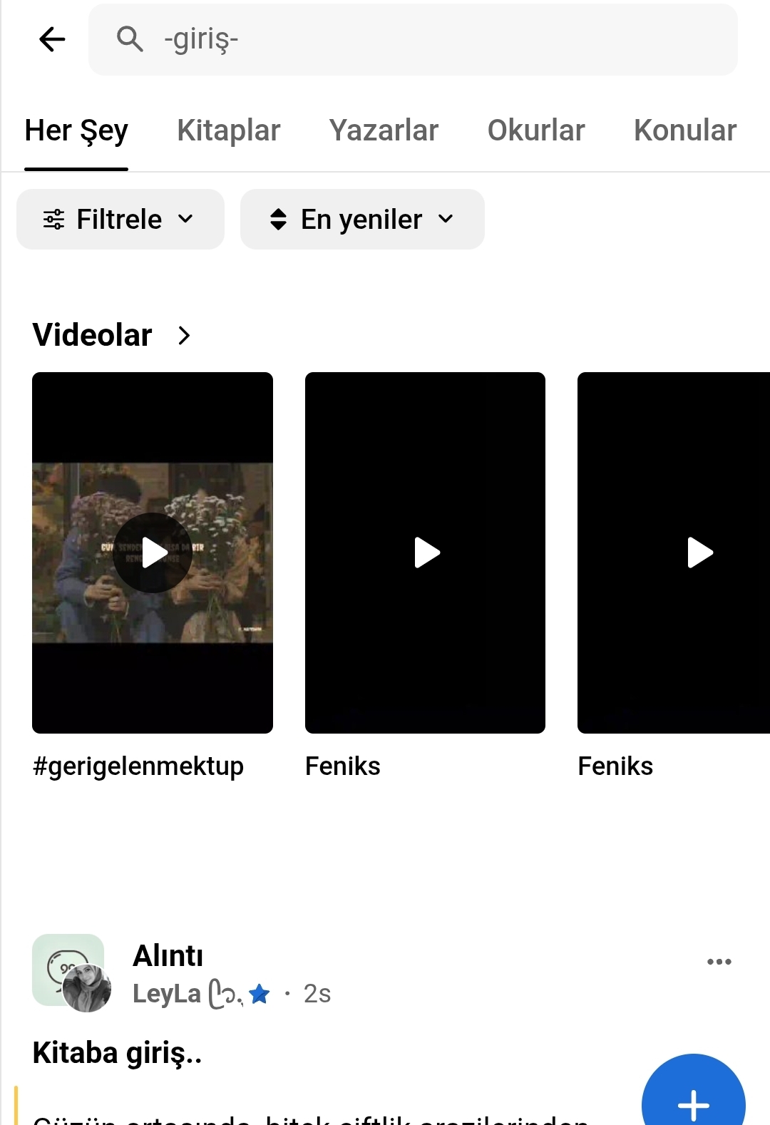 Kullanıcıların sosyal medya platformlarında arama sonuçlarını gösteren bir ekran görüntüsü.